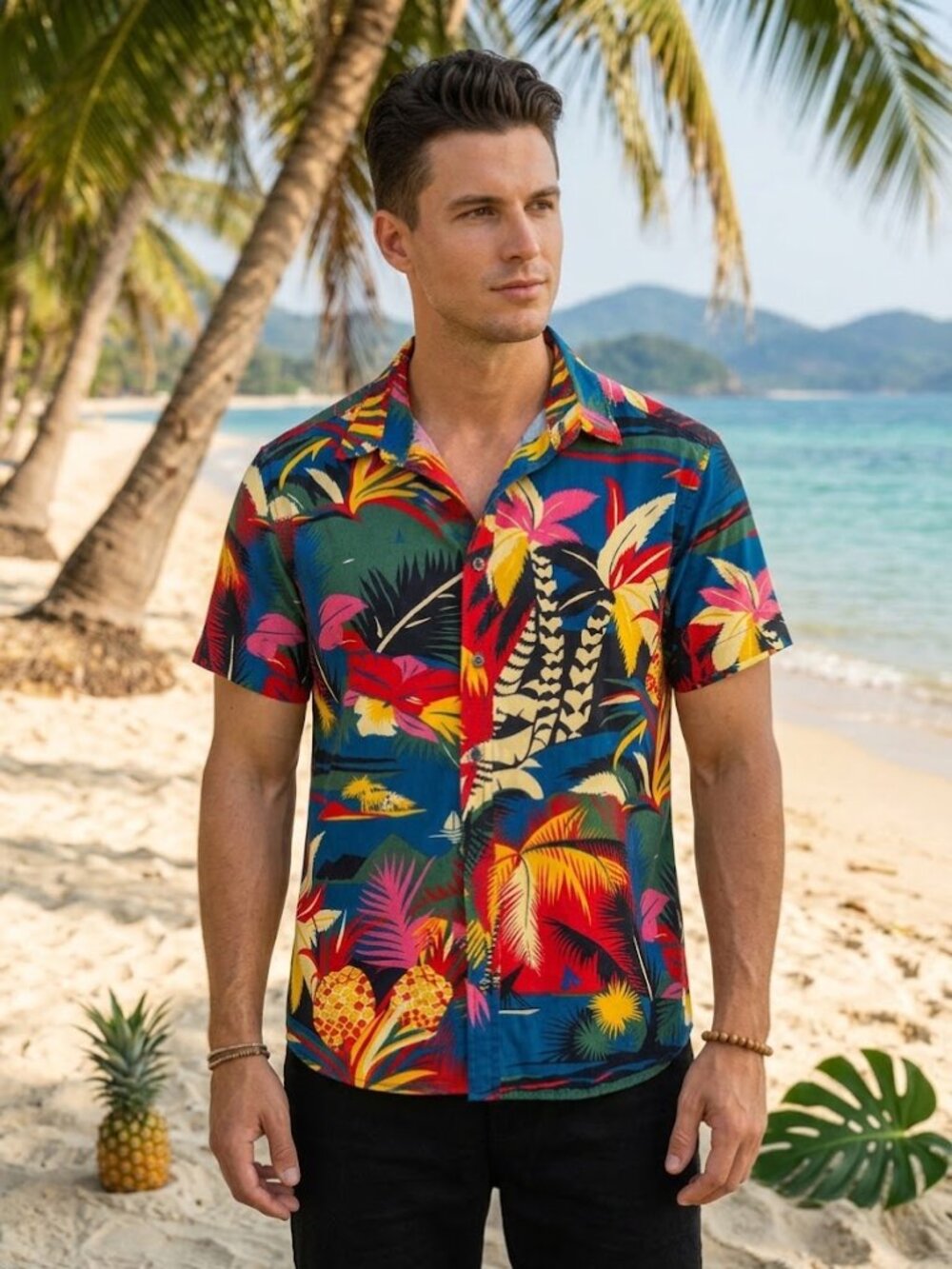 Evolution in Design Tropical Hawaiian Short Sleeve Shirt Size M